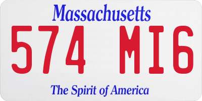 MA license plate 574MI6