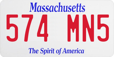 MA license plate 574MN5