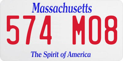 MA license plate 574MO8