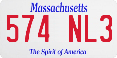 MA license plate 574NL3