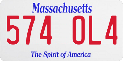 MA license plate 574OL4