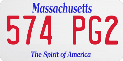 MA license plate 574PG2