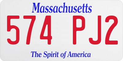 MA license plate 574PJ2