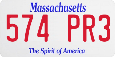 MA license plate 574PR3