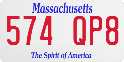 MA license plate 574QP8