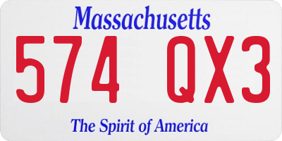 MA license plate 574QX3