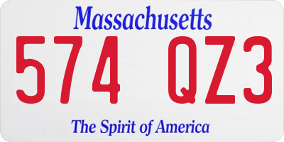 MA license plate 574QZ3