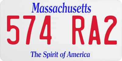 MA license plate 574RA2