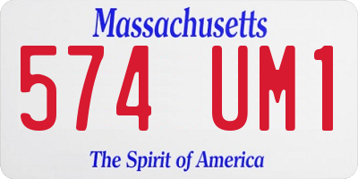 MA license plate 574UM1