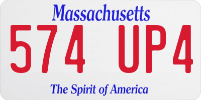 MA license plate 574UP4