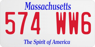 MA license plate 574WW6