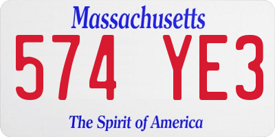 MA license plate 574YE3