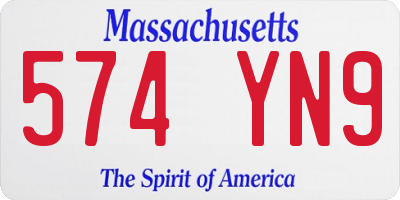 MA license plate 574YN9