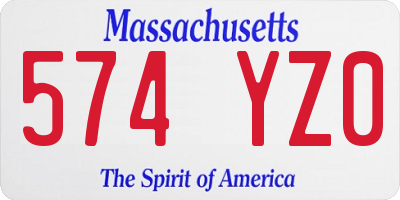MA license plate 574YZ0