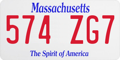 MA license plate 574ZG7