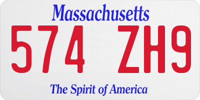 MA license plate 574ZH9