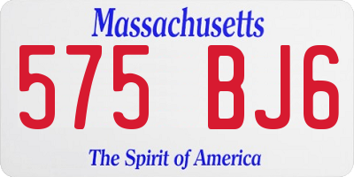MA license plate 575BJ6