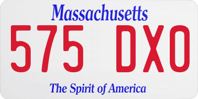 MA license plate 575DX0