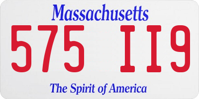 MA license plate 575II9