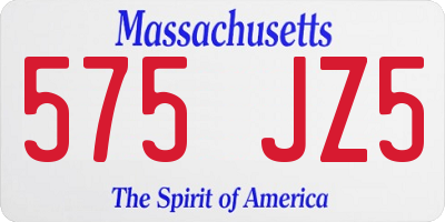 MA license plate 575JZ5