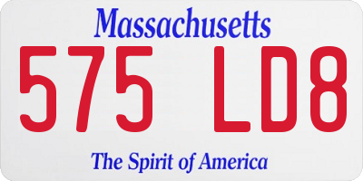 MA license plate 575LD8