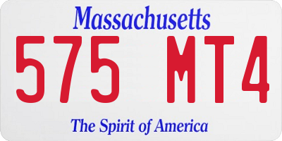 MA license plate 575MT4