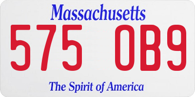 MA license plate 575OB9
