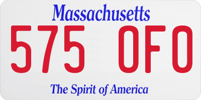 MA license plate 575OF0
