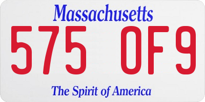 MA license plate 575OF9