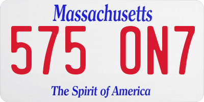 MA license plate 575ON7