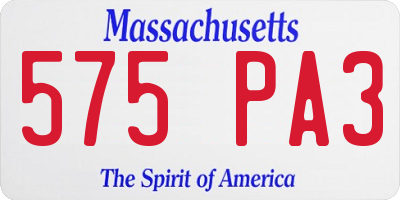 MA license plate 575PA3
