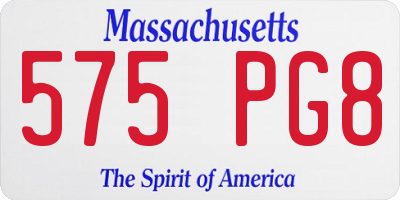 MA license plate 575PG8