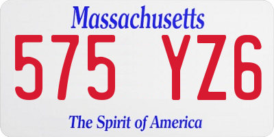 MA license plate 575YZ6