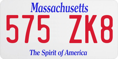 MA license plate 575ZK8