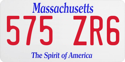 MA license plate 575ZR6