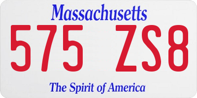 MA license plate 575ZS8