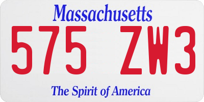MA license plate 575ZW3