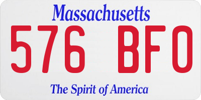 MA license plate 576BF0