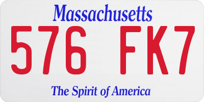 MA license plate 576FK7