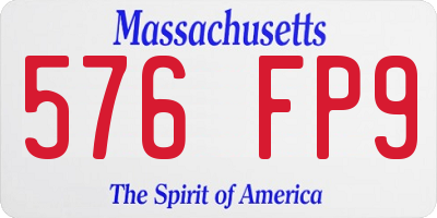 MA license plate 576FP9