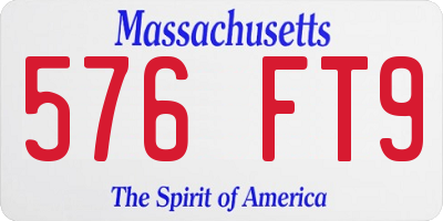 MA license plate 576FT9