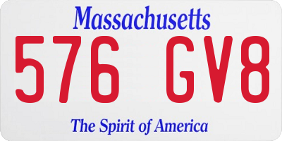 MA license plate 576GV8