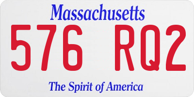 MA license plate 576RQ2