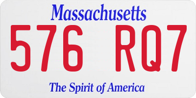 MA license plate 576RQ7