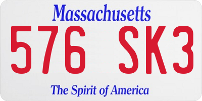 MA license plate 576SK3