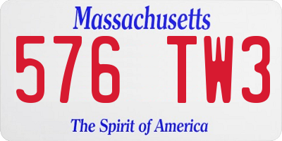 MA license plate 576TW3