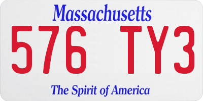 MA license plate 576TY3