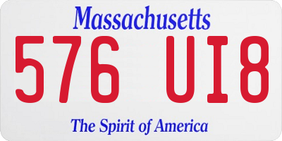 MA license plate 576UI8