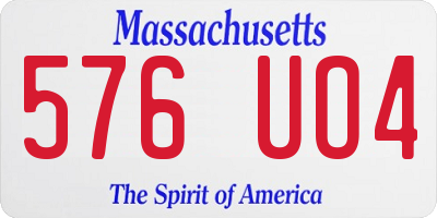 MA license plate 576UO4