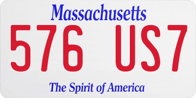 MA license plate 576US7